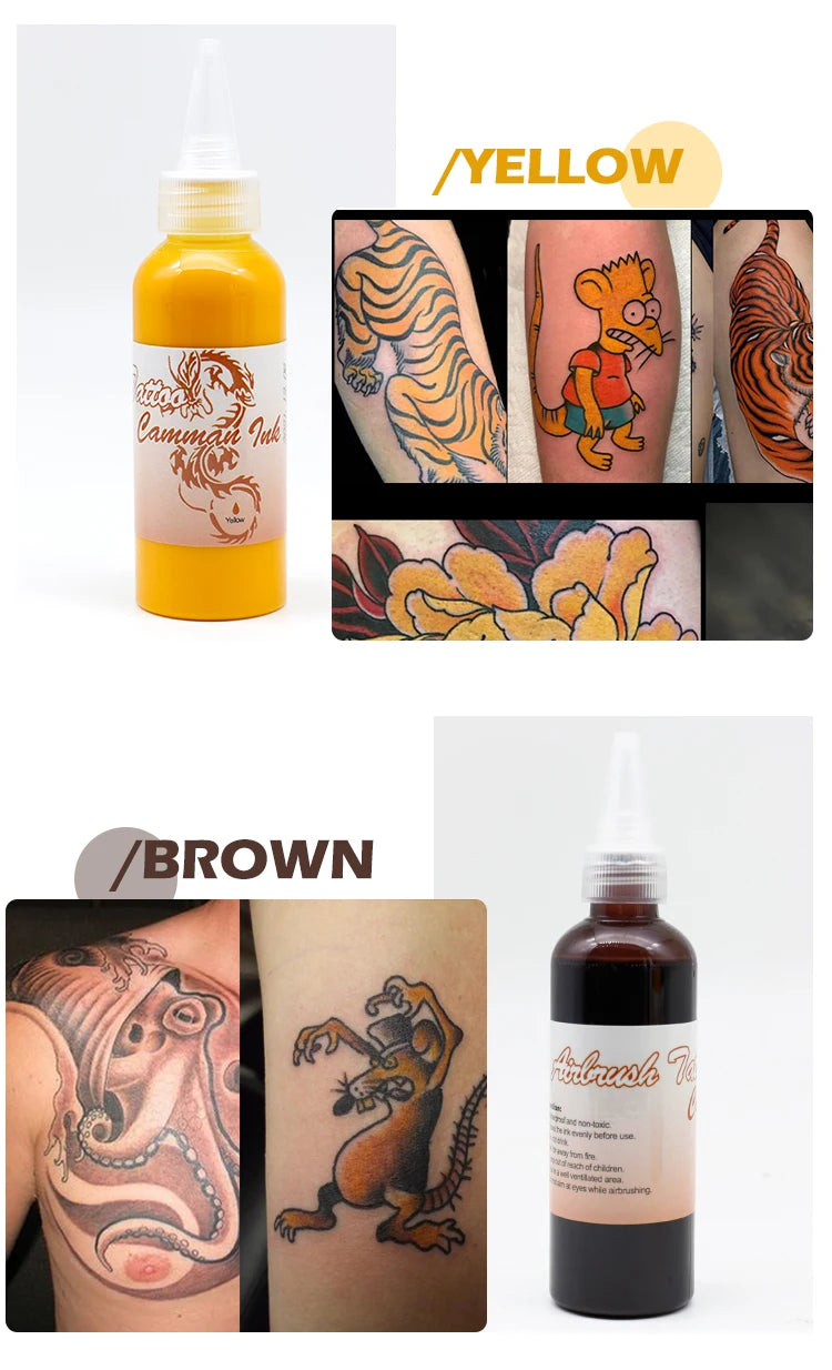 5Pcs Airbrush Temporary Fake Tattoo Ink Common For Body Art Gloss Tint Painting Beauty Pigment Semi Permanent Makeup Supplies