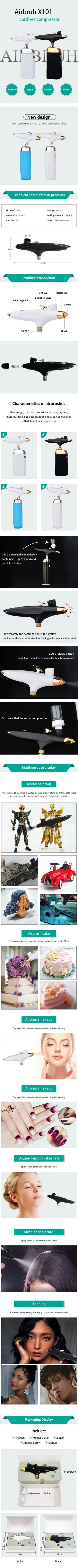 Airbrush Set Cordless Compressor Manicure Oxygenator Spray Gun Leather Repair Artwork Coloring Model Spray Painting Air Pump